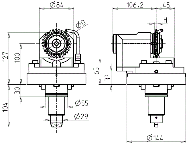 DOOSAN - BMT55 - Angetriebenen Werkzeughalter axial für Schrauben ohne ende                                                                                  
