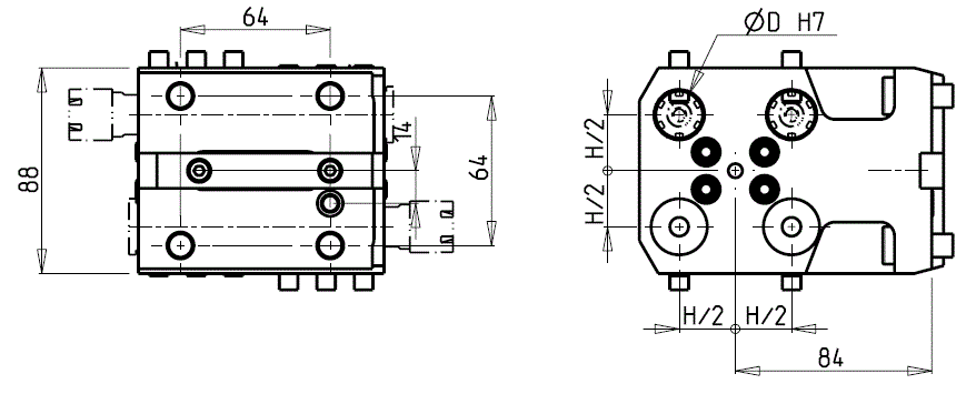 DOOSAN - BMT55 - Statisch Werkzeughalter Bohrhalter beidseitig 4+4                                                                                                          
