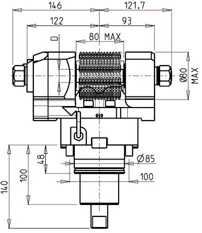DOOSAN - BMT85 - Angetriebenen Werkzeughalter radial zum Zahnradwälzfräsen                                                                                         
