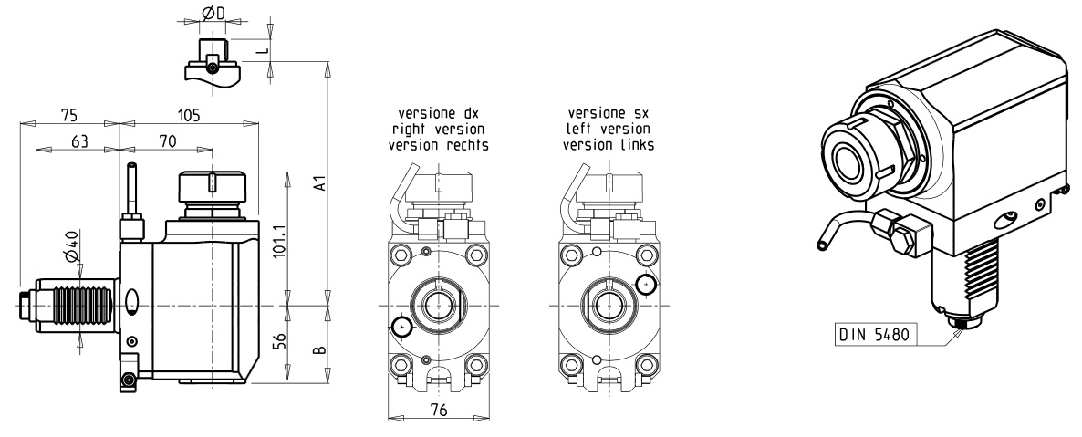SAUTER VDI 40 DIN-5480 Angetriebenen Werkzeughalter radial 
