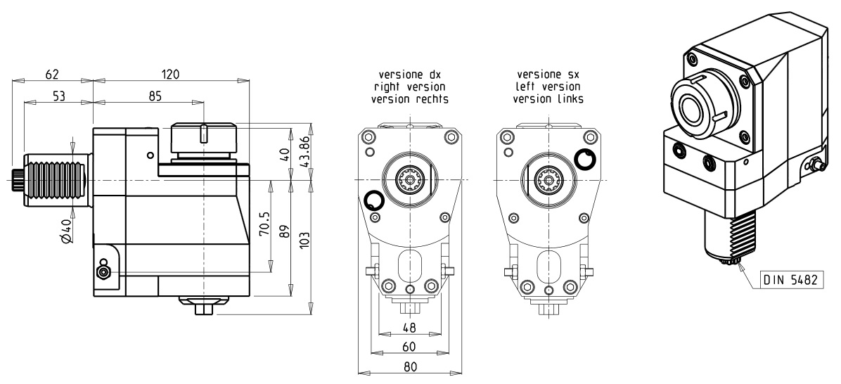 SAUTER VDI 40 DIN-5482 Angetriebenen Werkzeughalter radial hinausgeschoben